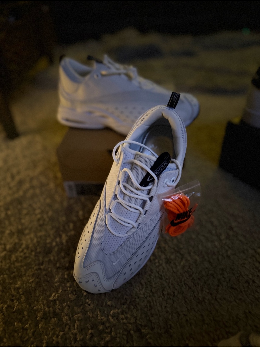 Darko Nike  White Men's Athletic Sneakers with Orange Replacement Laces Attached
